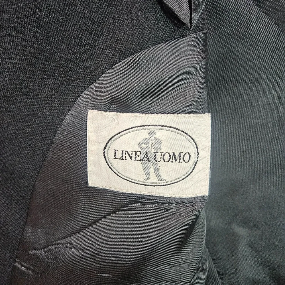 Linea Uomo 2PCs Suit Blazer Men 43R Pants 38x30‎ 100% Wool Black